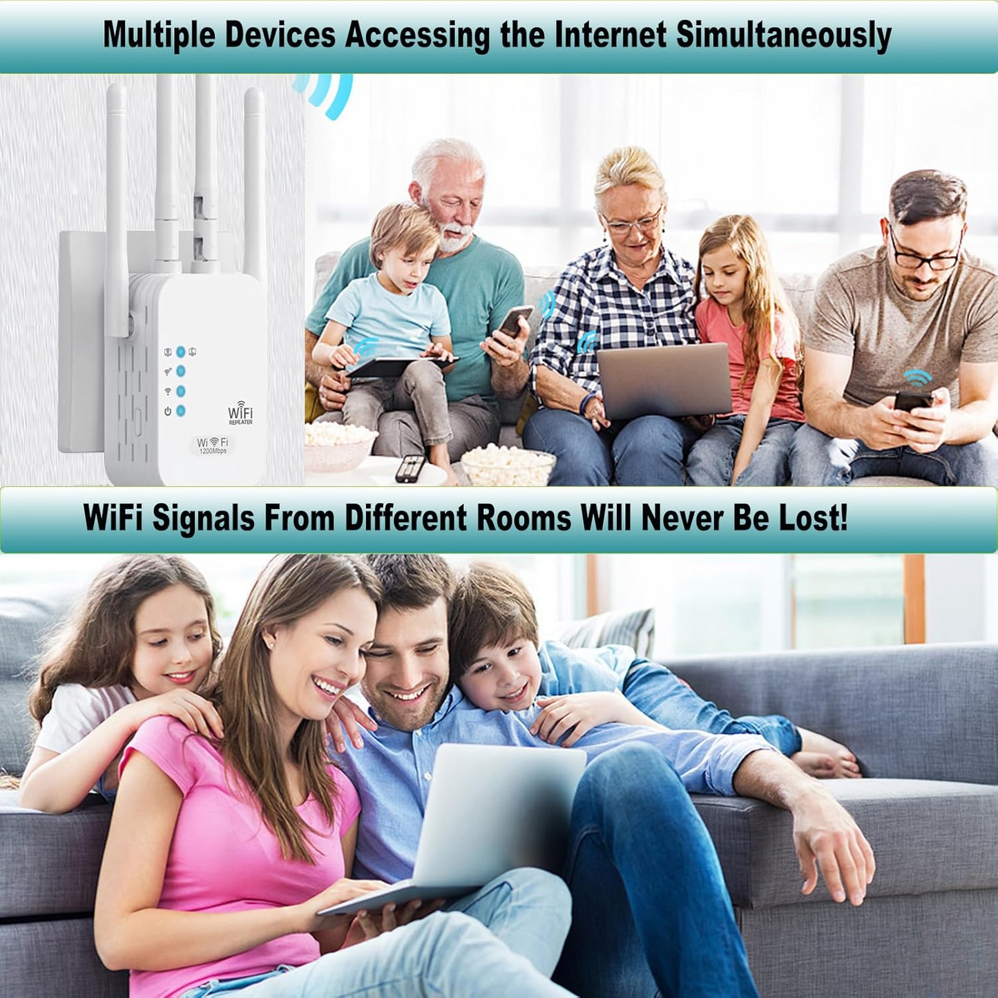 WiFi Extender 1200Mbps Dual Band