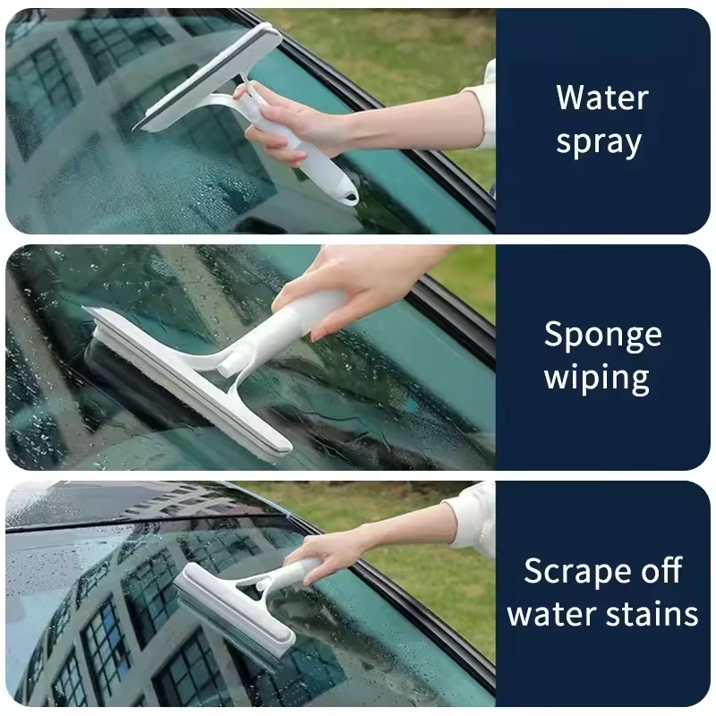 3-in-1 Window Cleaning Tool with Spray & Squeegee